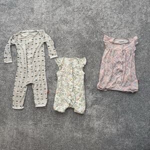 Lot of 3 Magnetic Me Sleeper Footie Baby Girl 6-9 Months Plants Floral Infant
